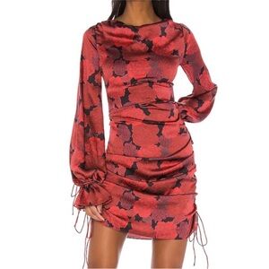 L'Academie The Gallarde Mini Dress in Red Peony Medium